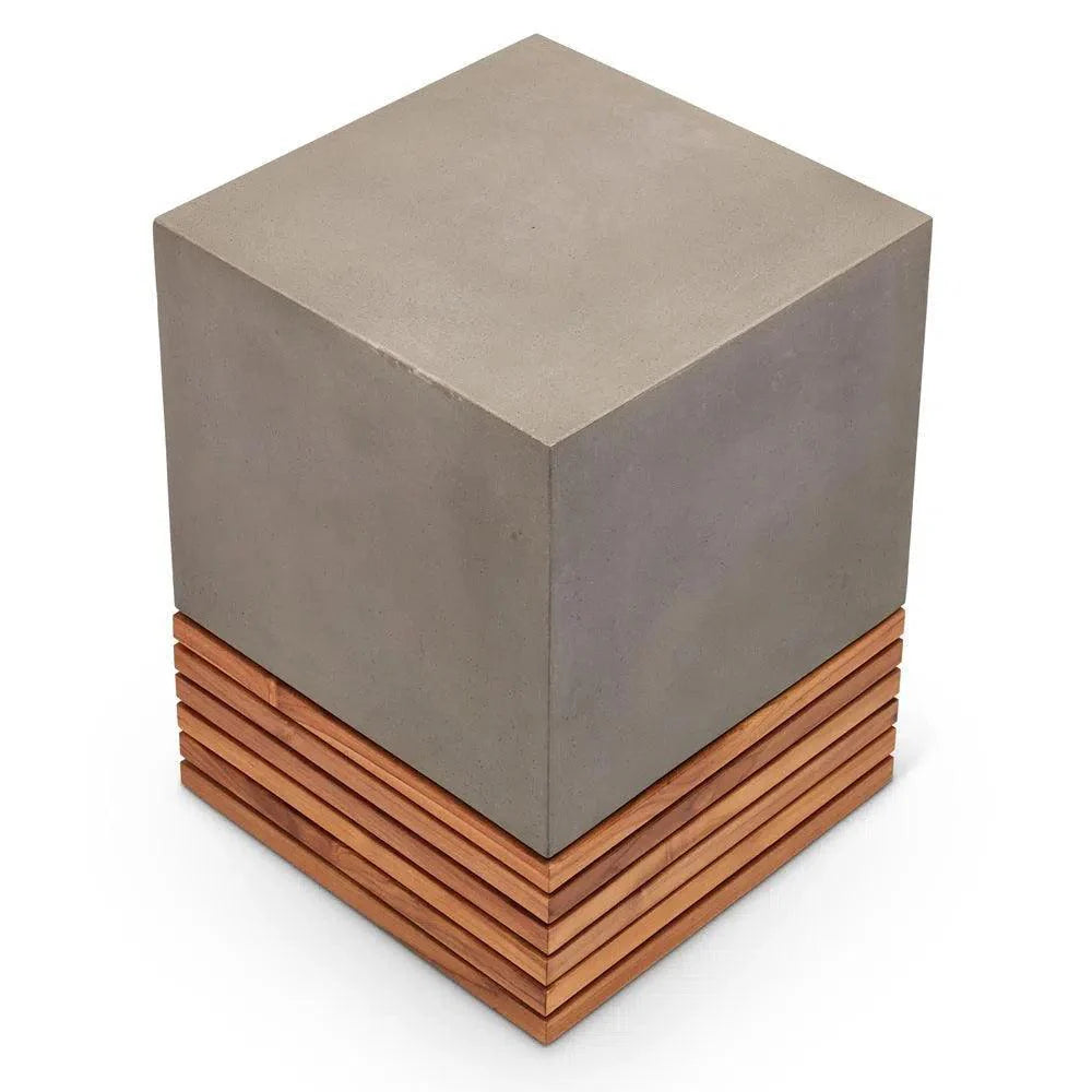 Stecca Corto Reinforced Concrete Wooden Side Table - LOOMLAN - Urbia - Outdoor Side Tables