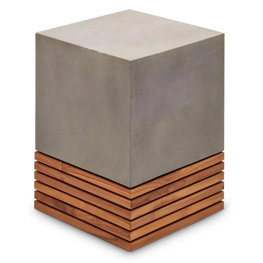 Stecca Corto Reinforced Concrete Wooden Side Table - LOOMLAN - Urbia - Outdoor Side Tables