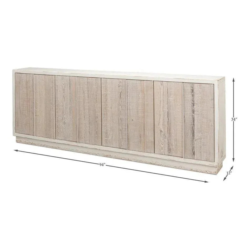 Stefano Sideboard Slim Credenza Antique White - LOOMLAN - Sarreid - Sideboards