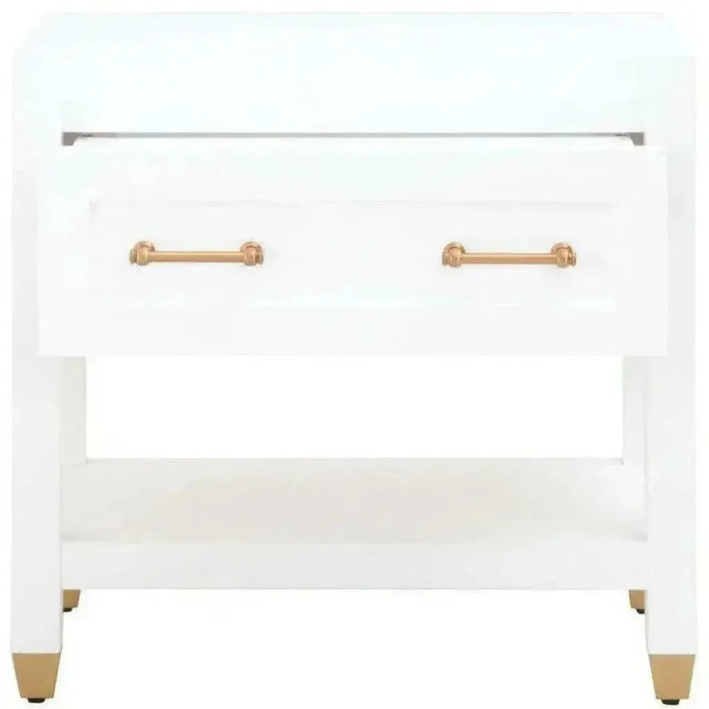 Stella 28 Inch White Scandinavian Nightstand - LOOMLAN - Essentials For Living - Nightstands