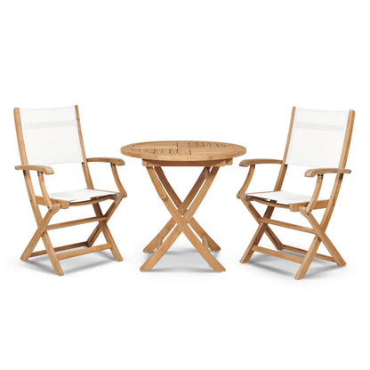 Stella Durable Teak Patio Round Bistro Set 3PC-Outdoor Bistro Sets-HiTeak-White-LOOMLAN