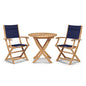 Stella Durable Teak Patio Round Bistro Set 3PC-Outdoor Bistro Sets-HiTeak-Blue-LOOMLAN