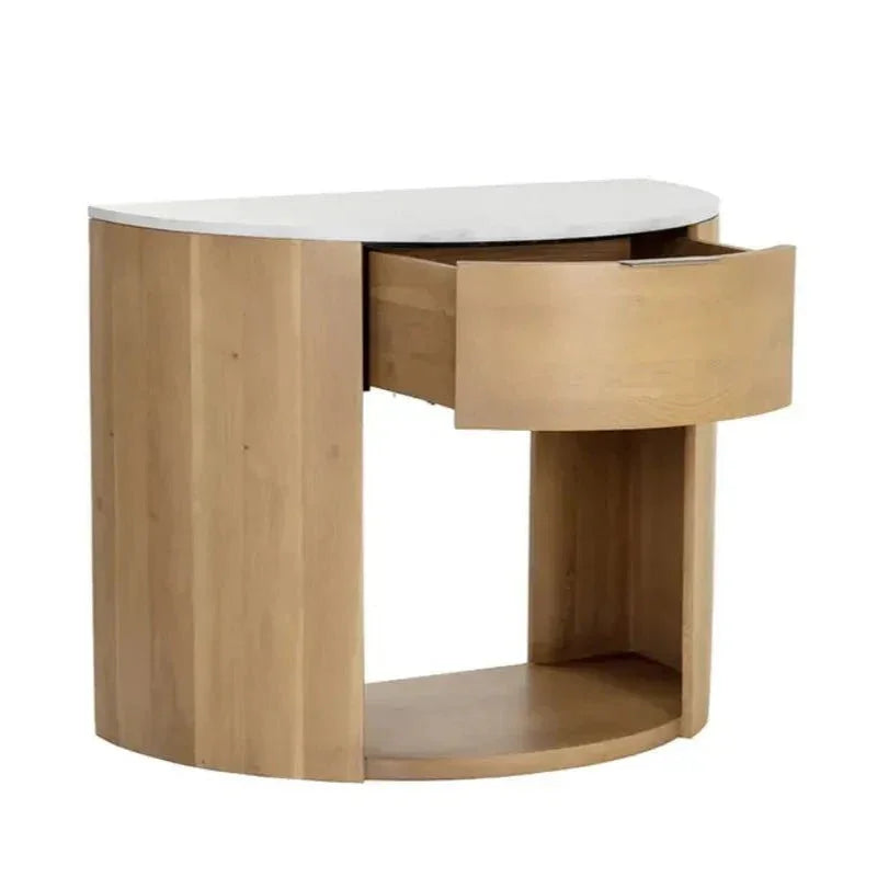 Stella Marble Topped Wooden Nightstand - LOOMLAN - SUNPAN - Nightstands
