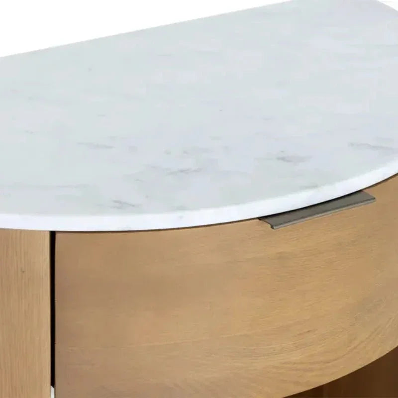 Stella Marble Topped Wooden Nightstand - LOOMLAN - SUNPAN - Nightstands