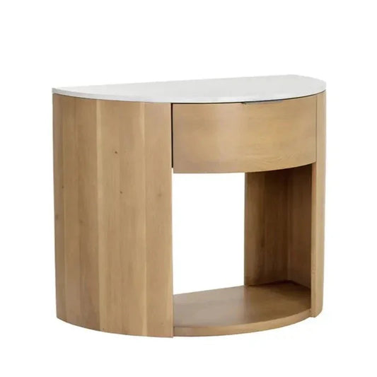 Stella Marble Topped Wooden Nightstand - LOOMLAN - SUNPAN - Nightstands