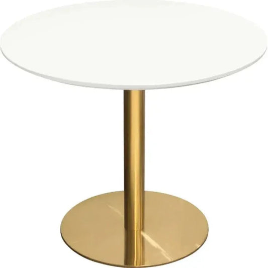 Stella Round Dining Table White Lacquer & Gold-Dining Tables-Diamond Sofa-LOOMLAN