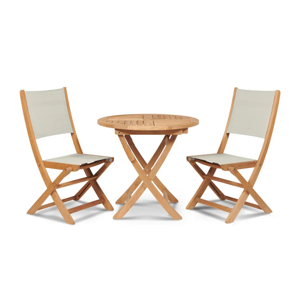 Stella Teak Patio Round Bistro Set 3PC-Outdoor Bistro Sets-HiTeak-White-LOOMLAN