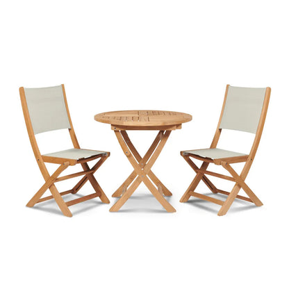 Stella Teak Patio Round Bistro Set 3PC-Outdoor Bistro Sets-HiTeak-White-LOOMLAN