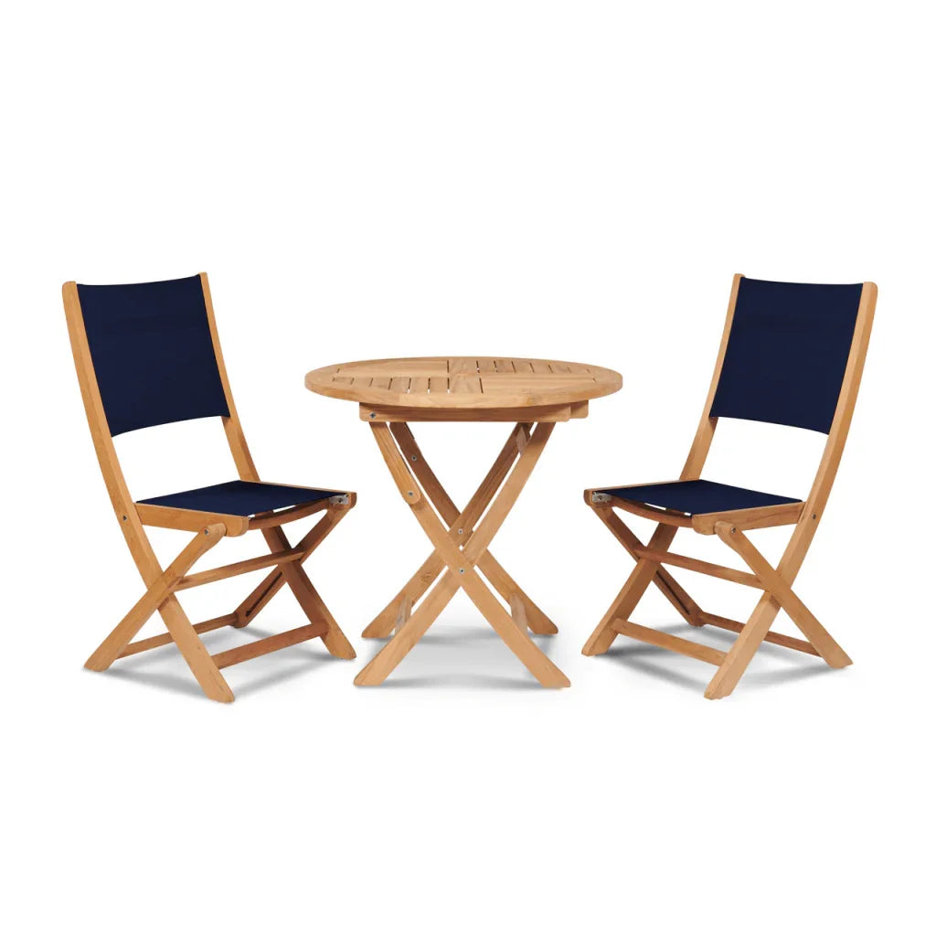 Stella Teak Patio Round Bistro Set 3PC-Outdoor Bistro Sets-HiTeak-Blue-LOOMLAN