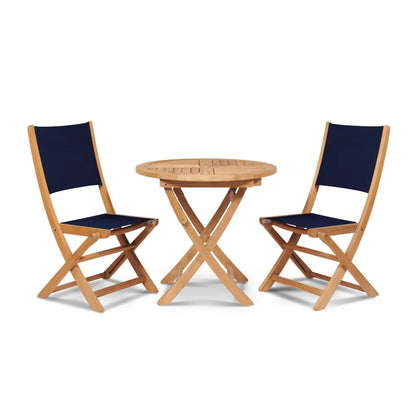 Stella Teak Patio Round Bistro Set 3PC-Outdoor Bistro Sets-HiTeak-Blue-LOOMLAN