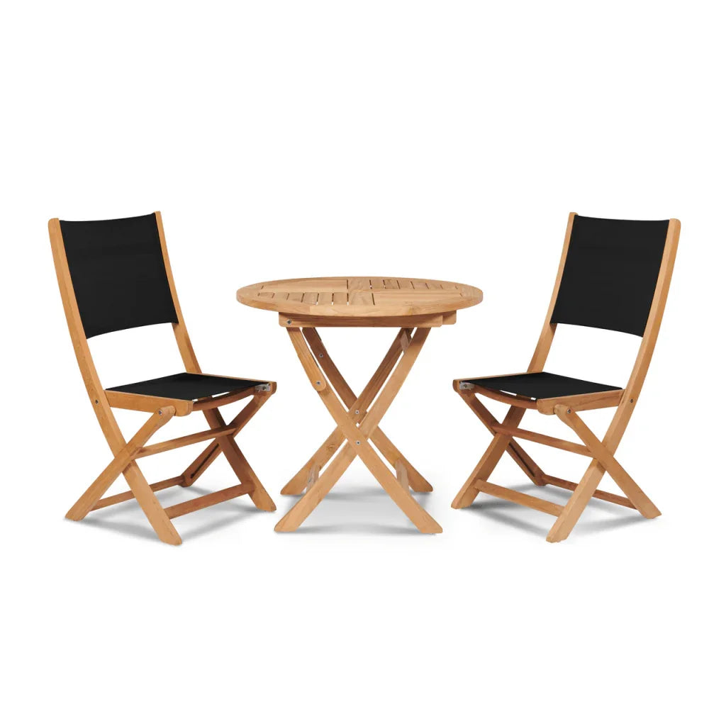 Stella Teak Patio Round Bistro Set 3PC-Outdoor Bistro Sets-HiTeak-Black-LOOMLAN