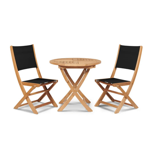 Stella Teak Patio Round Bistro Set 3PC-Outdoor Bistro Sets-HiTeak-Black-LOOMLAN