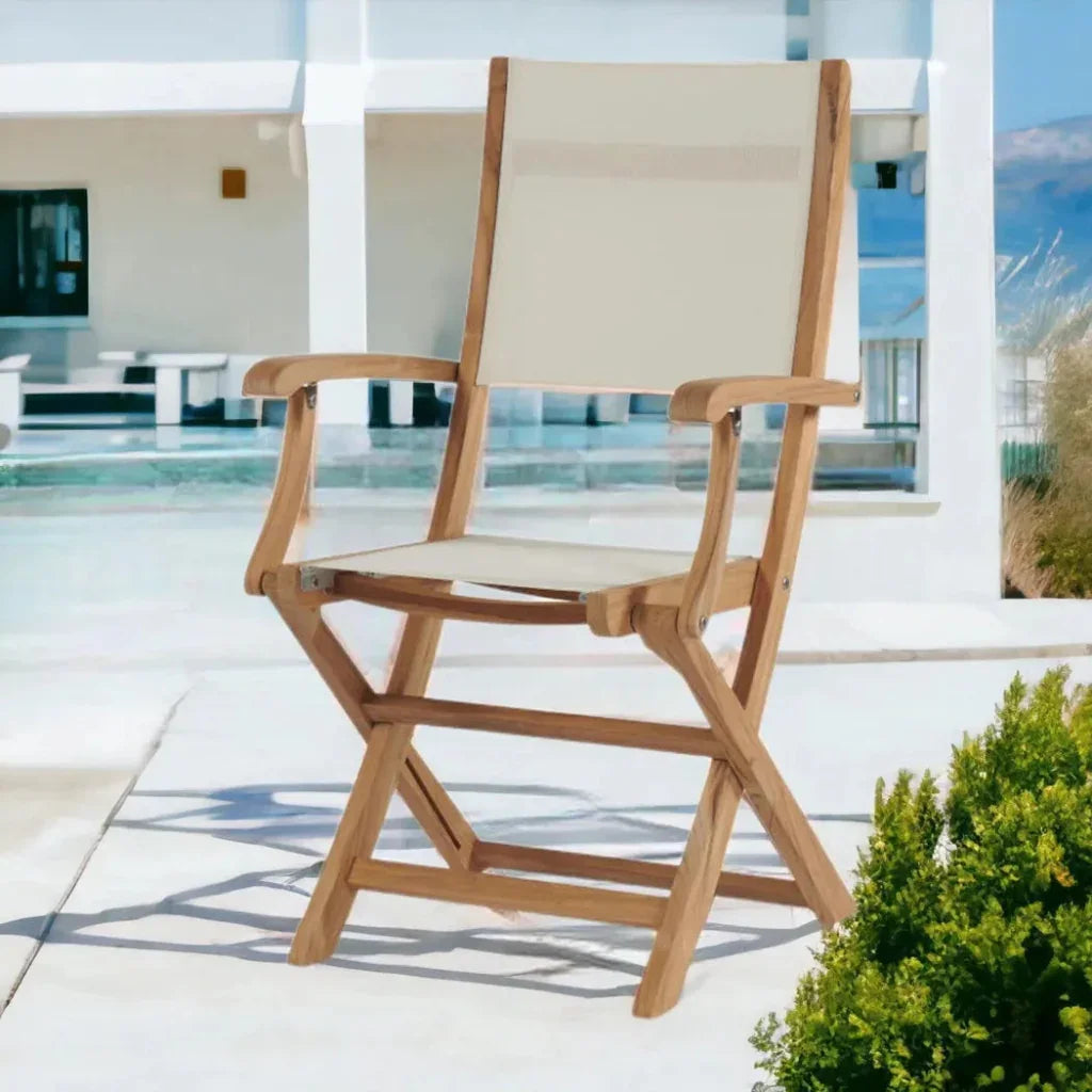 Stella Teak Outdoor Folding Armchair-Outdoor Dining Chairs-HiTeak-LOOMLAN