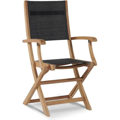 Stella Teak Outdoor Folding Armchair-Outdoor Dining Chairs-HiTeak-Black-LOOMLAN