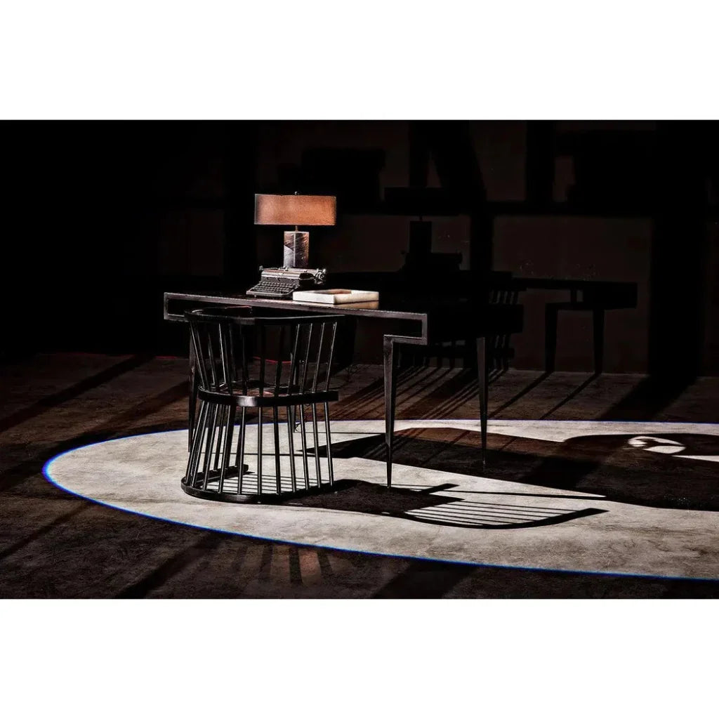 Stiletto Black Steel and Wood Desk-Home Office Desks-Noir-LOOMLAN