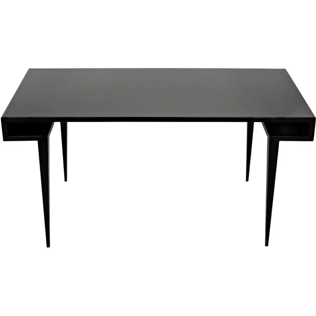Stiletto Black Steel and Wood Desk-Home Office Desks-Noir-LOOMLAN