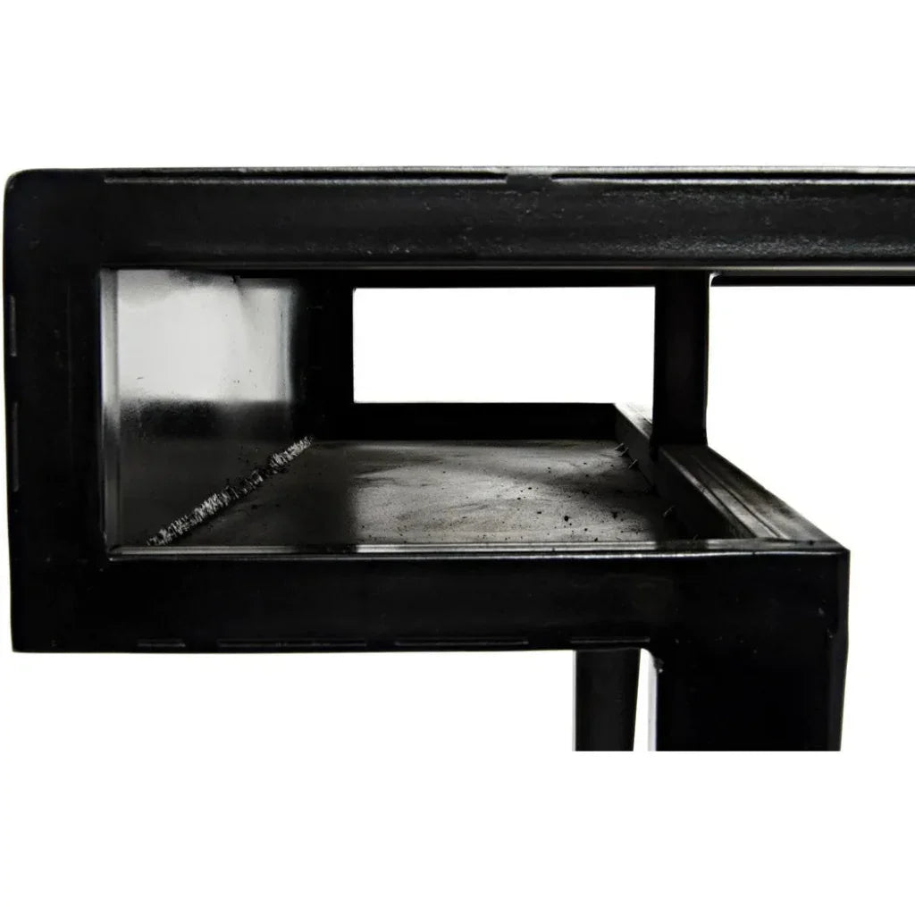 Stiletto Black Steel and Wood Desk-Home Office Desks-Noir-LOOMLAN