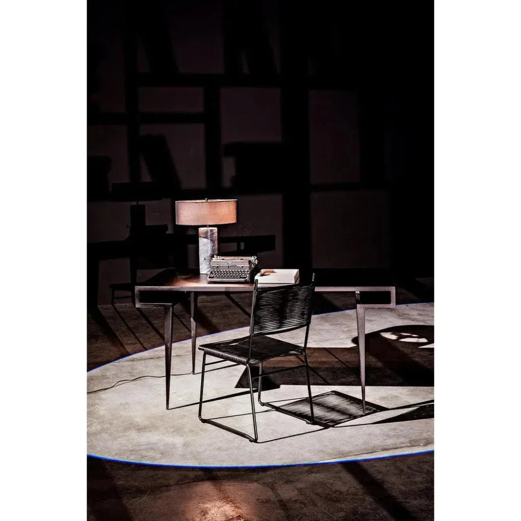 Stiletto Black Steel and Wood Desk-Home Office Desks-Noir-LOOMLAN