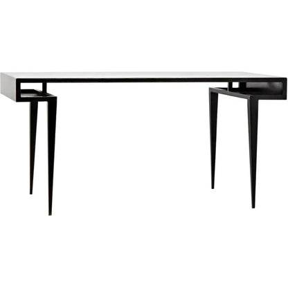 Stiletto Black Steel and Wood Desk-Home Office Desks-Noir-LOOMLAN