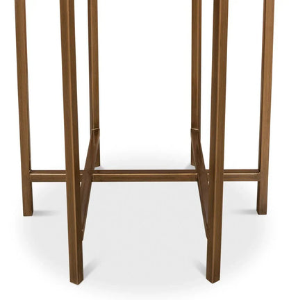 Stillwell Black Leather Round Side Table - LOOMLAN - Sarreid - Side Tables