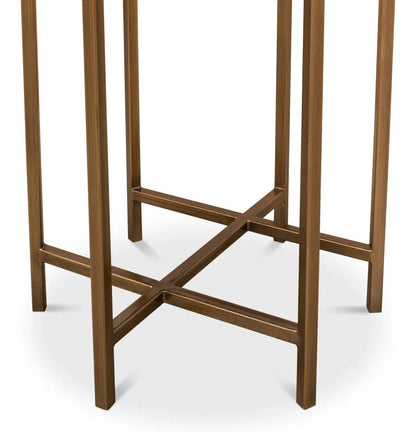 Stillwell Black Leather Round Side Table - LOOMLAN - Sarreid - Side Tables