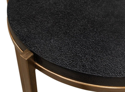 Stillwell Black Leather Round Side Table - LOOMLAN - Sarreid - Side Tables
