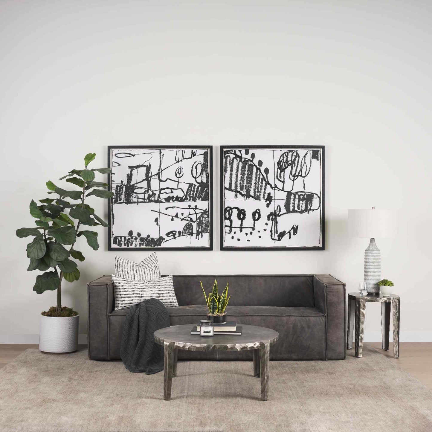 Stinson Black Leather Three Seater Sofa