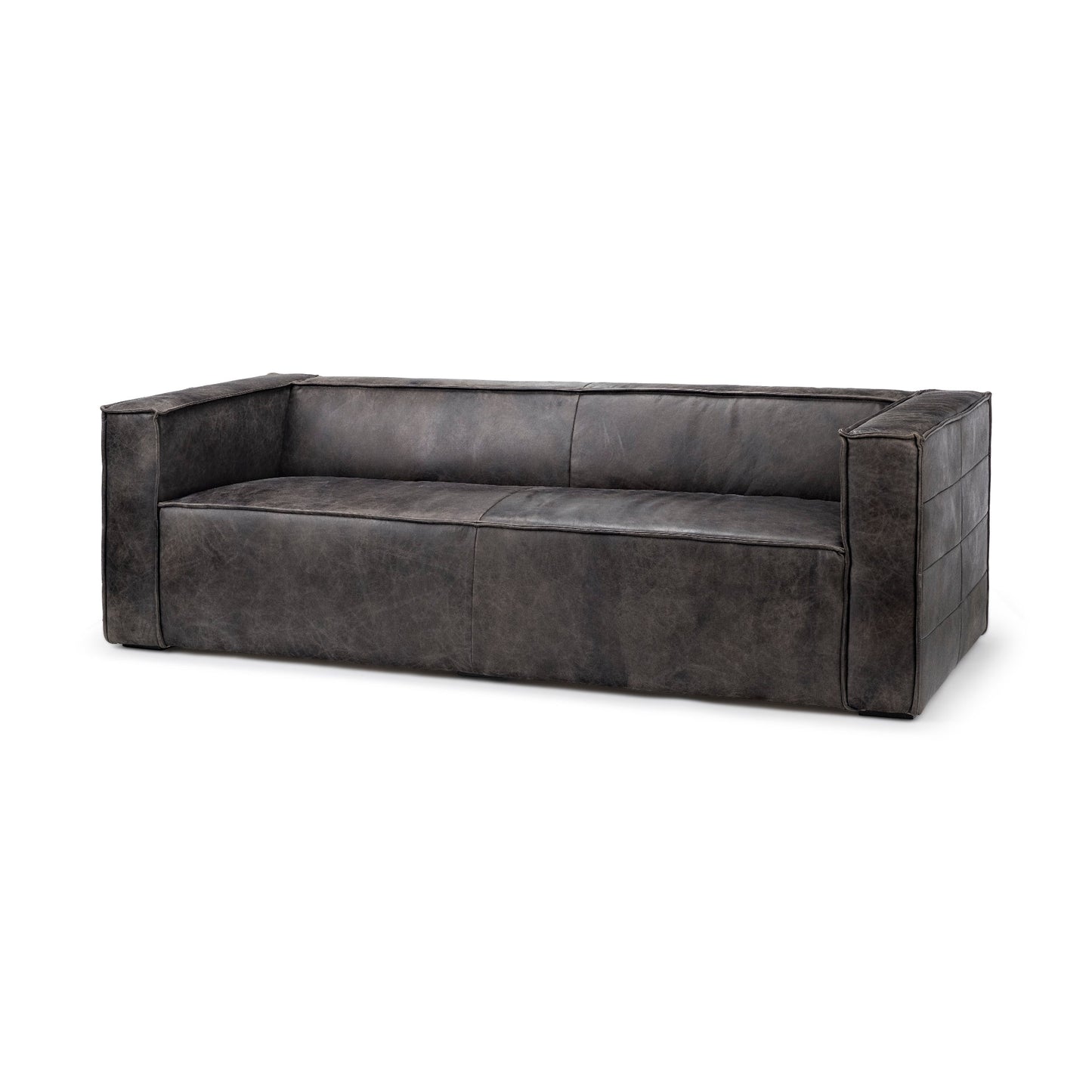 Stinson Black Leather Three Seater Sofa