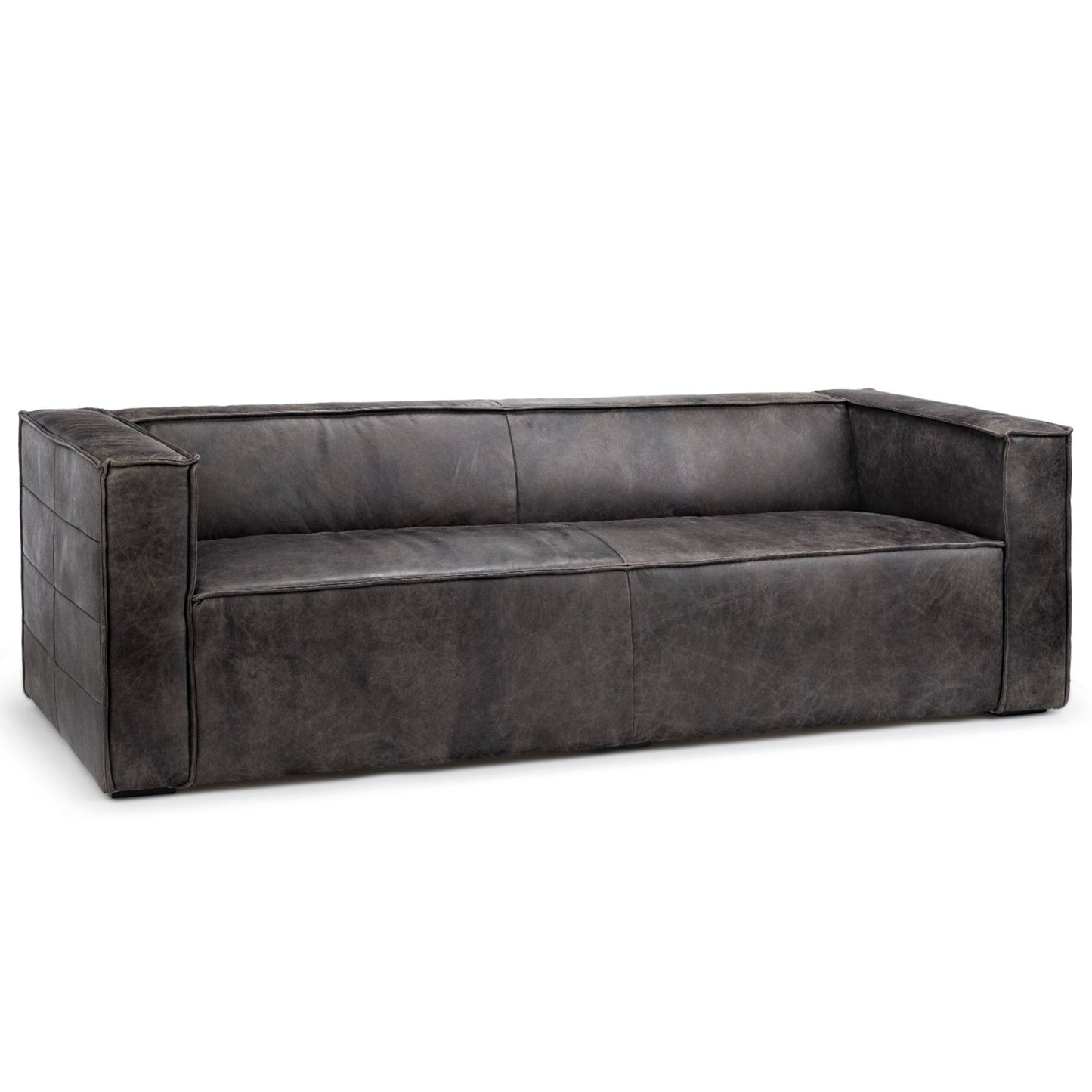 Stinson Black Leather Three Seater Sofa