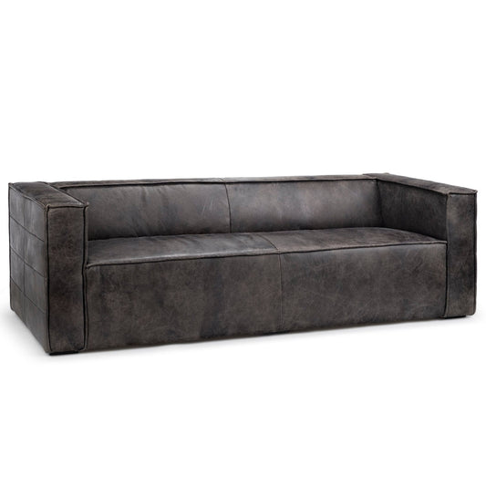 Stinson Black Leather Three Seater Sofa