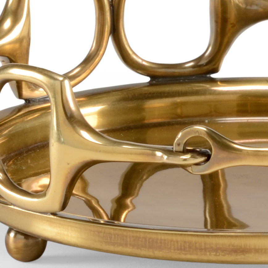 Stirrups Brass Round Serving Tray