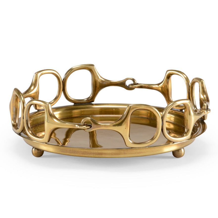 Stirrups Brass Round Serving Tray