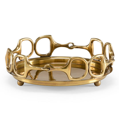 Stirrups Brass Round Serving Tray