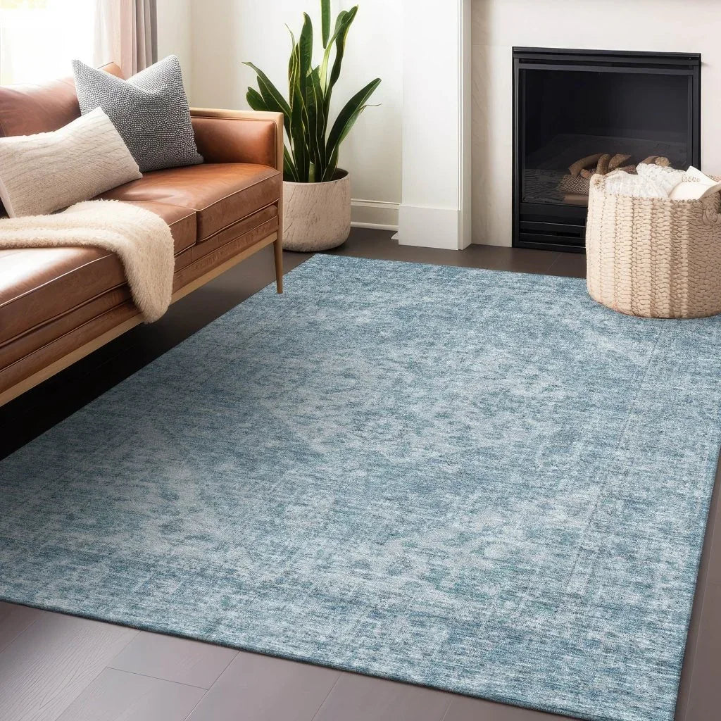 Stockholm Blue Washable Indoor-Outdoor Rug-Outdoor Rugs-LOOMLAN Rugs-LOOMLAN