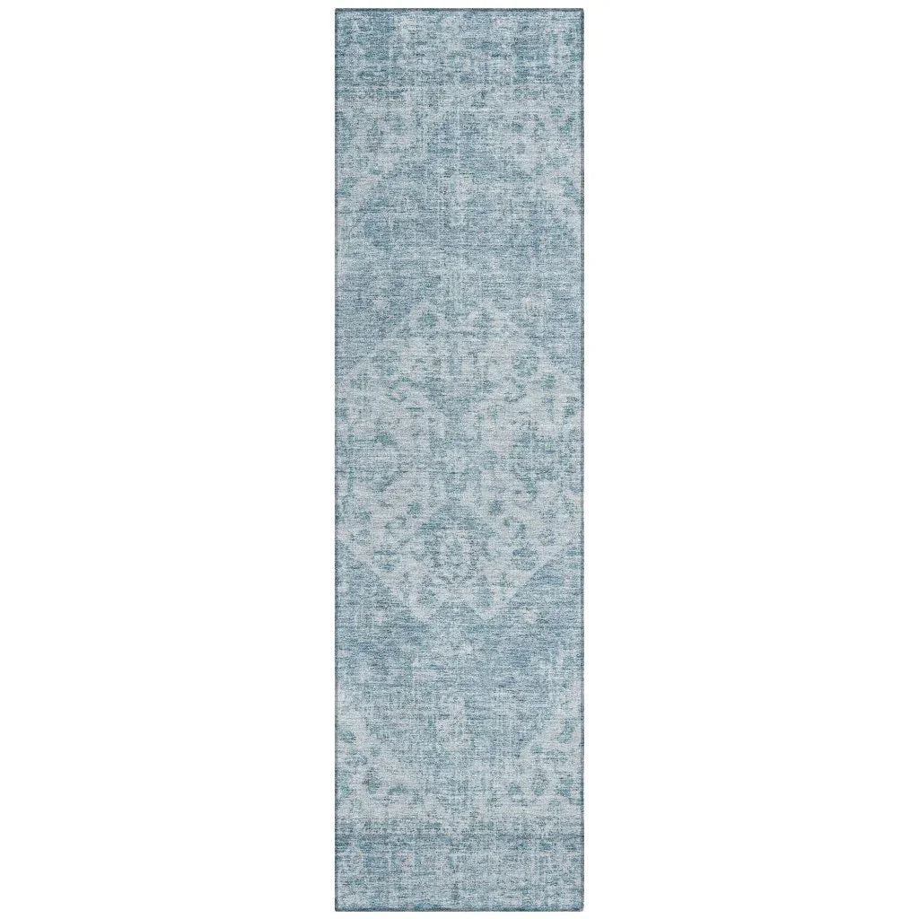 Stockholm Blue Washable Indoor-Outdoor Rug-Outdoor Rugs-LOOMLAN Rugs-2'3" x 7'6"-LOOMLAN