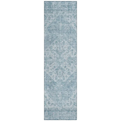Stockholm Blue Washable Indoor-Outdoor Rug-Outdoor Rugs-LOOMLAN Rugs-2'3" x 7'6"-LOOMLAN
