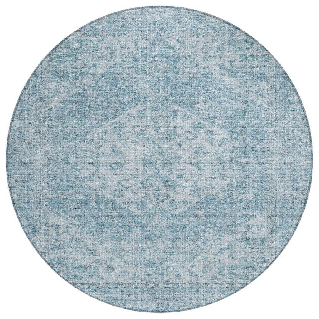 Stockholm Blue Washable Indoor-Outdoor Rug-Outdoor Rugs-LOOMLAN Rugs-8' x 8'-LOOMLAN