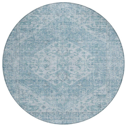 Stockholm Blue Washable Indoor-Outdoor Rug-Outdoor Rugs-LOOMLAN Rugs-8' x 8'-LOOMLAN