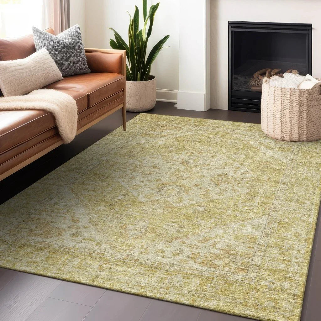 Stockholm Gold Washable Indoor-Outdoor Rug-Outdoor Rugs-LOOMLAN Rugs-LOOMLAN