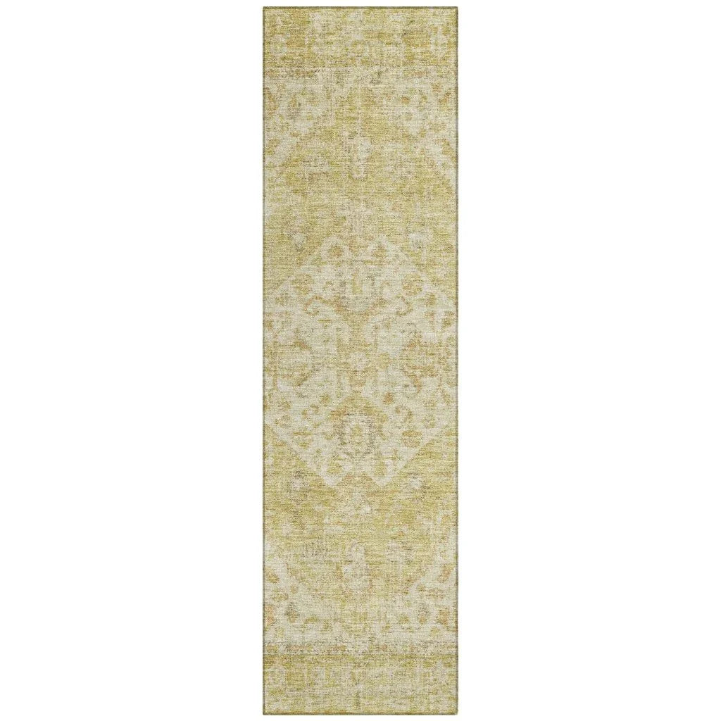Stockholm Gold Washable Indoor-Outdoor Rug-Outdoor Rugs-LOOMLAN Rugs-2'3" x 7'6"-LOOMLAN