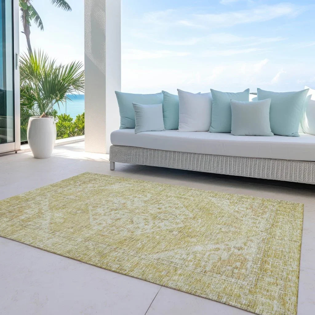 Stockholm Gold Washable Indoor-Outdoor Rug-Outdoor Rugs-LOOMLAN Rugs-LOOMLAN