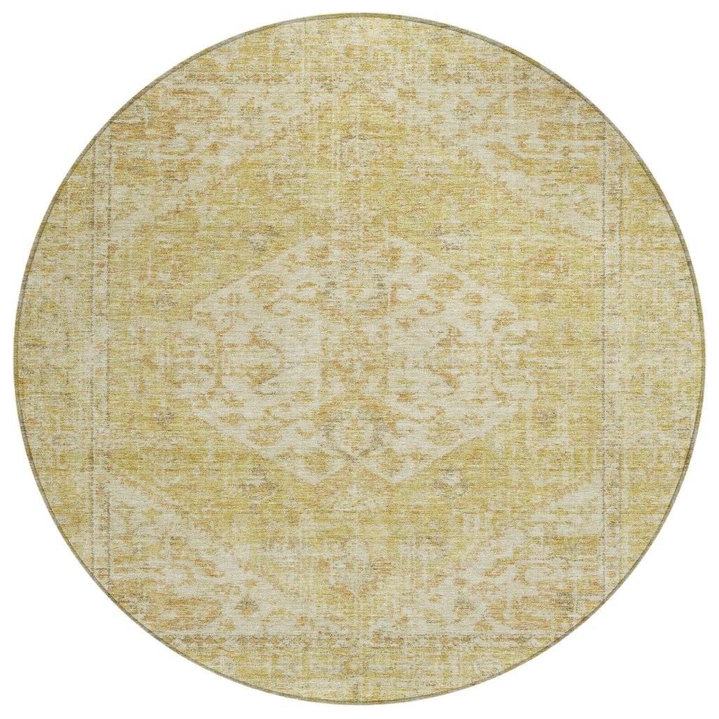 Stockholm Gold Washable Indoor-Outdoor Rug-Outdoor Rugs-LOOMLAN Rugs-8' x 8'-LOOMLAN