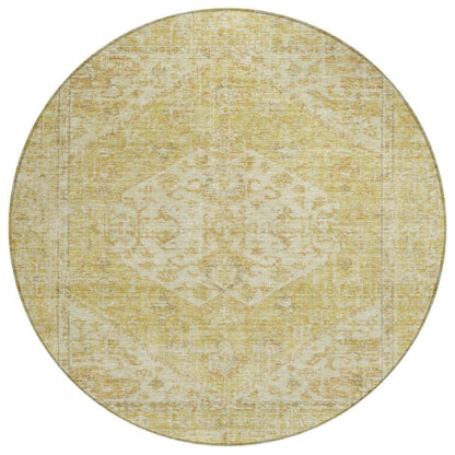 Stockholm Gold Washable Indoor-Outdoor Rug-Outdoor Rugs-LOOMLAN Rugs-8' x 8'-LOOMLAN