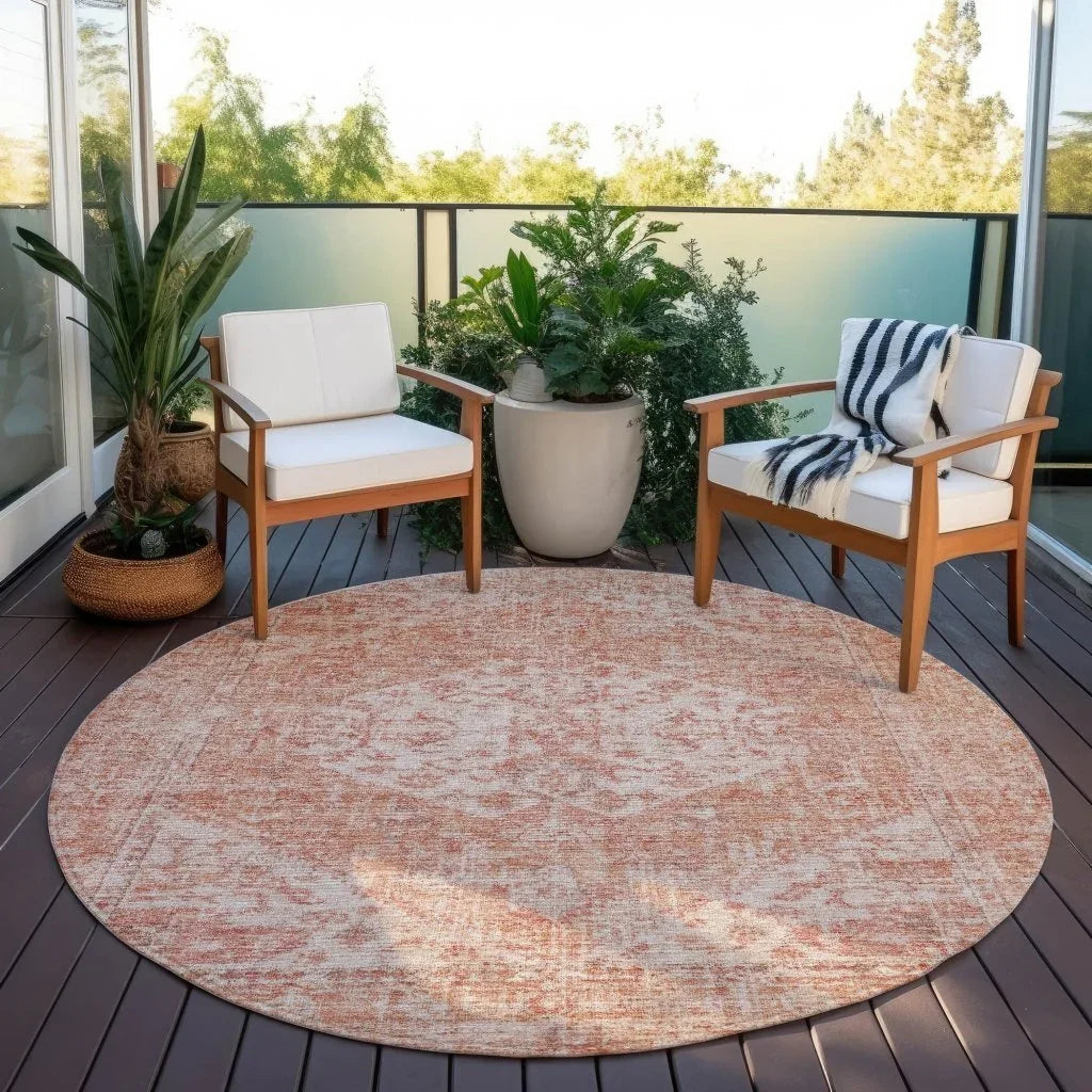 Stockholm Orange Washable Indoor-Outdoor Rug-Outdoor Rugs-LOOMLAN Rugs-LOOMLAN