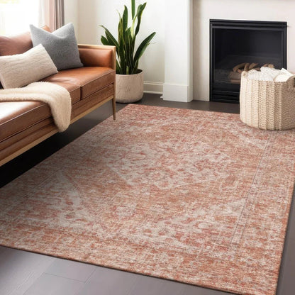 Stockholm Orange Washable Indoor-Outdoor Rug-Outdoor Rugs-LOOMLAN Rugs-LOOMLAN