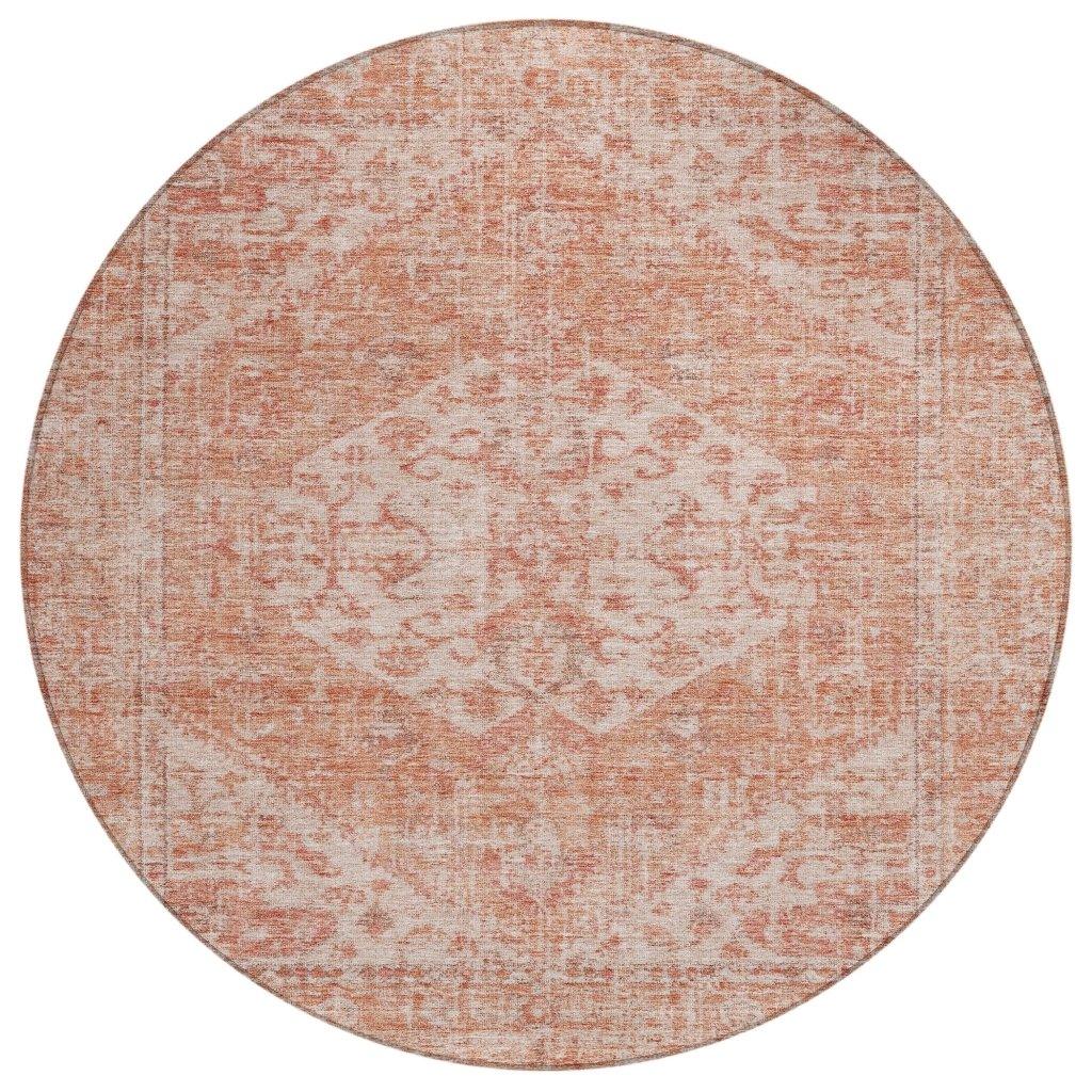 Stockholm Orange Washable Indoor-Outdoor Rug-Outdoor Rugs-LOOMLAN Rugs-8' x 8'-LOOMLAN