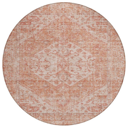 Stockholm Orange Washable Indoor-Outdoor Rug-Outdoor Rugs-LOOMLAN Rugs-8' x 8'-LOOMLAN