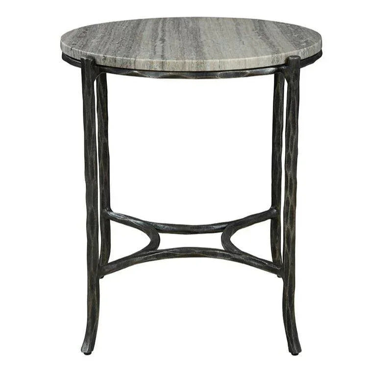 Stonewall Marble Topped Round End Table - LOOMLAN - Furniture Classics - Side Tables