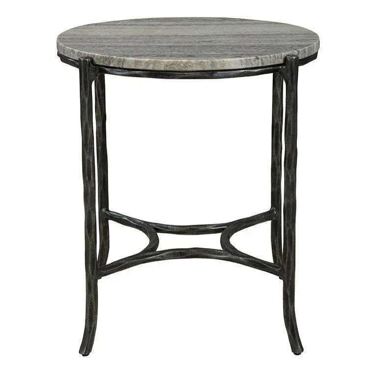 Stonewall Marble Topped Round End Table - LOOMLAN - Furniture Classics - Side Tables