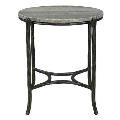 Stonewall Marble Topped Round End Table - LOOMLAN - Furniture Classics - Side Tables